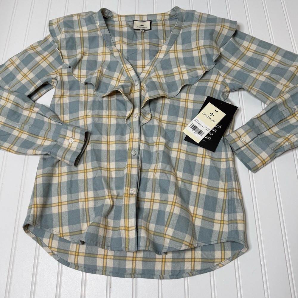 Tuckernuck Eileen Button Front Flannel Shirt Women's Medium Plaid NEW 1807